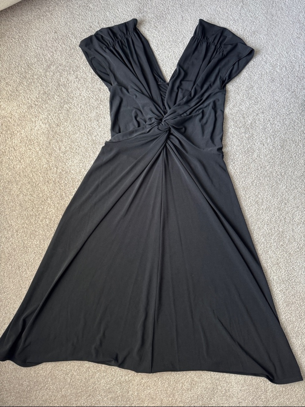 White House Black Market Black Twist-Knot Plunging V-Neck Dress